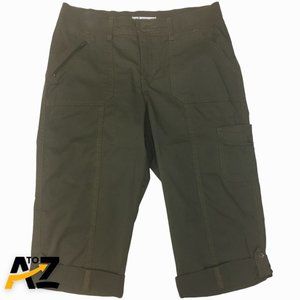 Lee Easy Fit Womens Short Cargo Pants Size M Brown Stretch Cuffed